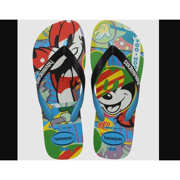 Havaianas Disney Flip Flops Men’s 13 Mickey Mouse Pluto Pop Art Thong Sandals - Picture 2 of 7
